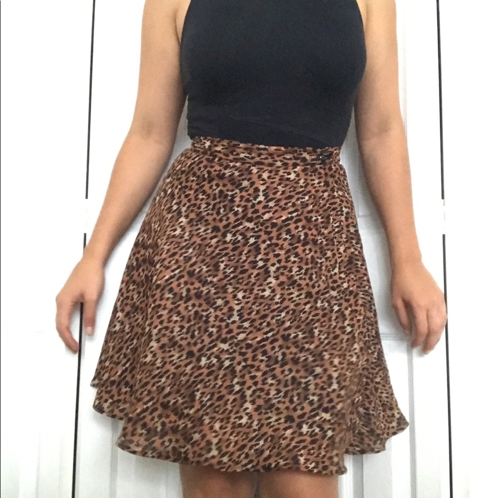 SOLD- Vintage leopard print A-line skirt